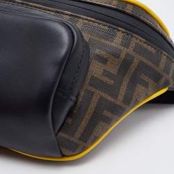 Fendi Brown/Black Zucca Coated Canvas and Leather Front Pocket Belt Bag