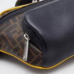 Fendi Brown/Black Zucca Coated Canvas and Leather Front Pocket Belt Bag