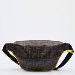 Fendi Brown/Black Zucca Coated Canvas and Leather Front Pocket Belt Bag