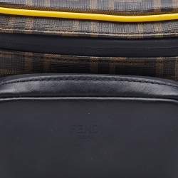 Fendi Brown/Black Zucca Coated Canvas and Leather Front Pocket Belt Bag