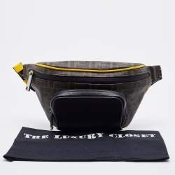 Fendi Brown/Black Zucca Coated Canvas and Leather Front Pocket Belt Bag