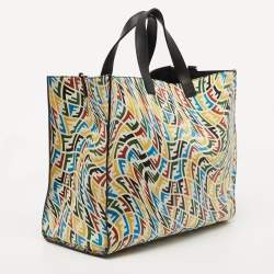 Fendi x Sarah Coleman Multicolor FF Vertigo Leather Shopper Tote