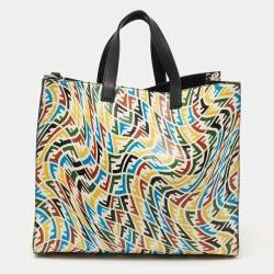 Fendi x Sarah Coleman Multicolor FF Vertigo Leather Shopper Tote