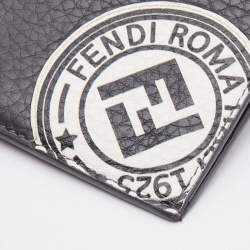Fendi Grey Leather Zip Card Holder