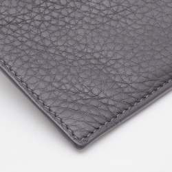 Fendi Grey Leather Zip Card Holder