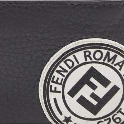 Fendi Grey Leather Zip Card Holder