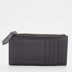 Fendi Grey Leather Zip Card Holder