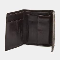 Fendi Tobacco Zucca Canvas and Leather Trifold Compact Wallet