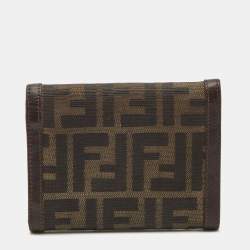 Fendi Tobacco Zucca Canvas and Leather Trifold Compact Wallet