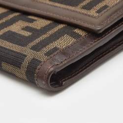 Fendi Tobacco Zucca Canvas and Leather Trifold Compact Wallet