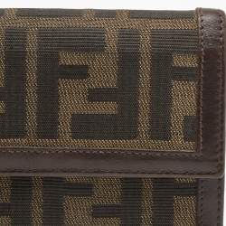 Fendi Tobacco Zucca Canvas and Leather Trifold Compact Wallet