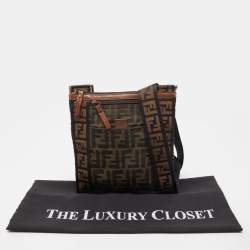 Fendi Tobacco Zucca Canvas and Leather Flat Messenger Bag