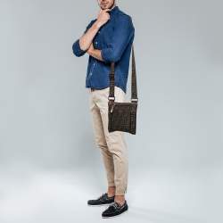 Fendi Tobacco Zucca Canvas and Leather Flat Messenger Bag