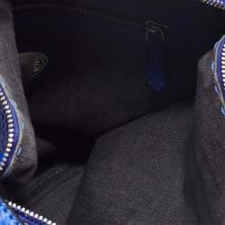 Fendi Blue Seleria Leather Zip Messenger Bag