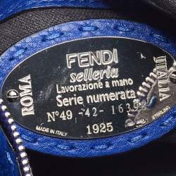 Fendi Blue Seleria Leather Zip Messenger Bag