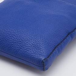 Fendi Blue Seleria Leather Zip Messenger Bag