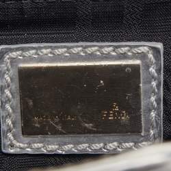 Fendi Silver Perforated FF Mirror Leather Briefcase Bag