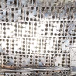 Fendi Silver Perforated FF Mirror Leather Briefcase Bag