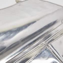 Fendi Silver Perforated FF Mirror Leather Briefcase Bag