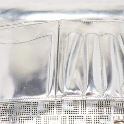 Fendi Silver Perforated FF Mirror Leather Briefcase Bag