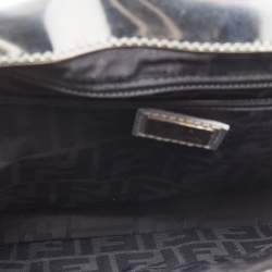 Fendi Silver Perforated FF Mirror Leather Briefcase Bag
