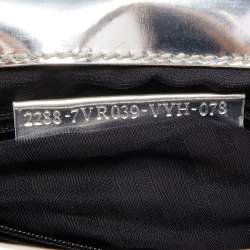 Fendi Silver Perforated FF Mirror Leather Briefcase Bag