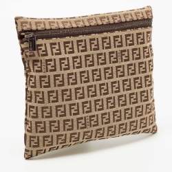 Fendi Beige Zuchinno Canvas Zip Pouch
