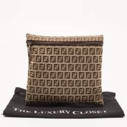 Fendi Beige Zuchinno Canvas Zip Pouch