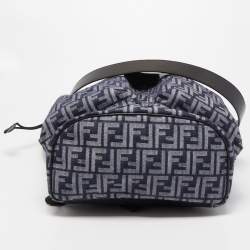 Fendi Blue/Black FF Jacquard Fabric Medium Drawstring Backpack