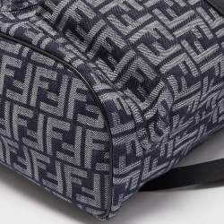 Fendi Blue/Black FF Jacquard Fabric Medium Drawstring Backpack