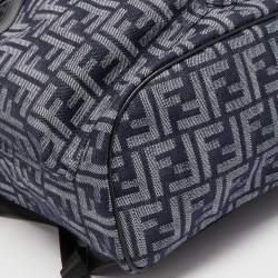 Fendi Blue/Black FF Jacquard Fabric Medium Drawstring Backpack