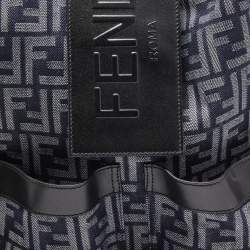 Fendi Blue/Black FF Jacquard Fabric Medium Drawstring Backpack