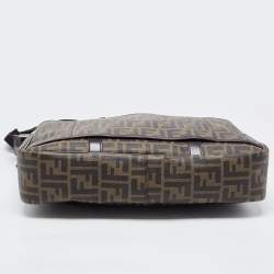 Pre Owned Fendi Tobacco Zucca Coated Canvas and Leather Laptop Bag