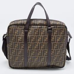Pre Owned Fendi Tobacco Zucca Coated Canvas and Leather Laptop Bag