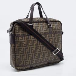 Pre Owned Fendi Tobacco Zucca Coated Canvas and Leather Laptop Bag