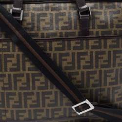 Pre Owned Fendi Tobacco Zucca Coated Canvas and Leather Laptop Bag