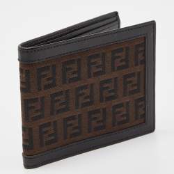 Pre Owned Fendi Brown Zucchino Canvas and Leather Bifold Wallet