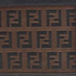 Pre Owned Fendi Brown Zucchino Canvas and Leather Bifold Wallet