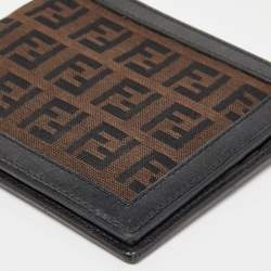 Pre Owned Fendi Brown Zucchino Canvas and Leather Bifold Wallet