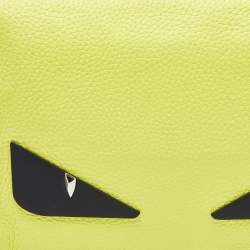 Pre Owned Fendi Yellow/Black Leather Monster Eyes Zip Pouch