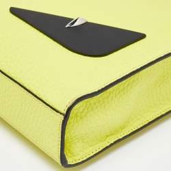 Pre Owned Fendi Yellow/Black Leather Monster Eyes Zip Pouch
