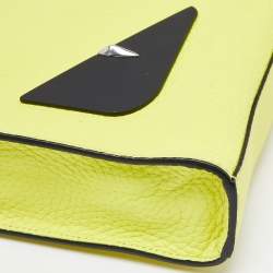 Pre Owned Fendi Yellow/Black Leather Monster Eyes Zip Pouch