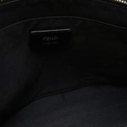 Pre Owned Fendi Yellow/Black Leather Monster Eyes Zip Pouch