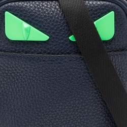 Pre Owned Fendi Blue Leather Monster Eyes Crossbody Bag