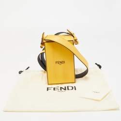 Fendi Yellow Leather Logo Vertical Box Crossbody Bag