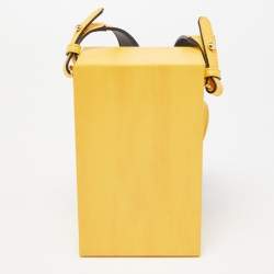 Fendi Yellow Leather Logo Vertical Box Crossbody Bag