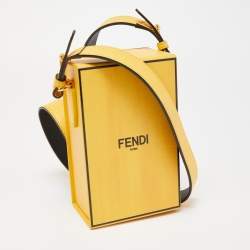 Fendi Yellow Leather Logo Vertical Box Crossbody Bag