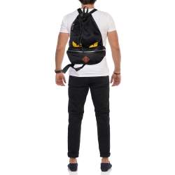 Fendi Black Nylon,Knit Fabric and Leather Mono Eye Bug Backpack