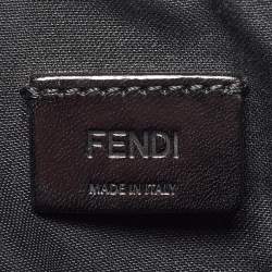 Pre Owned Fendi Black Leather Vocabulary 3D Logo Zip Pouch