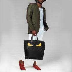 Fendi Black Nylon Monster Eye Shopper Tote